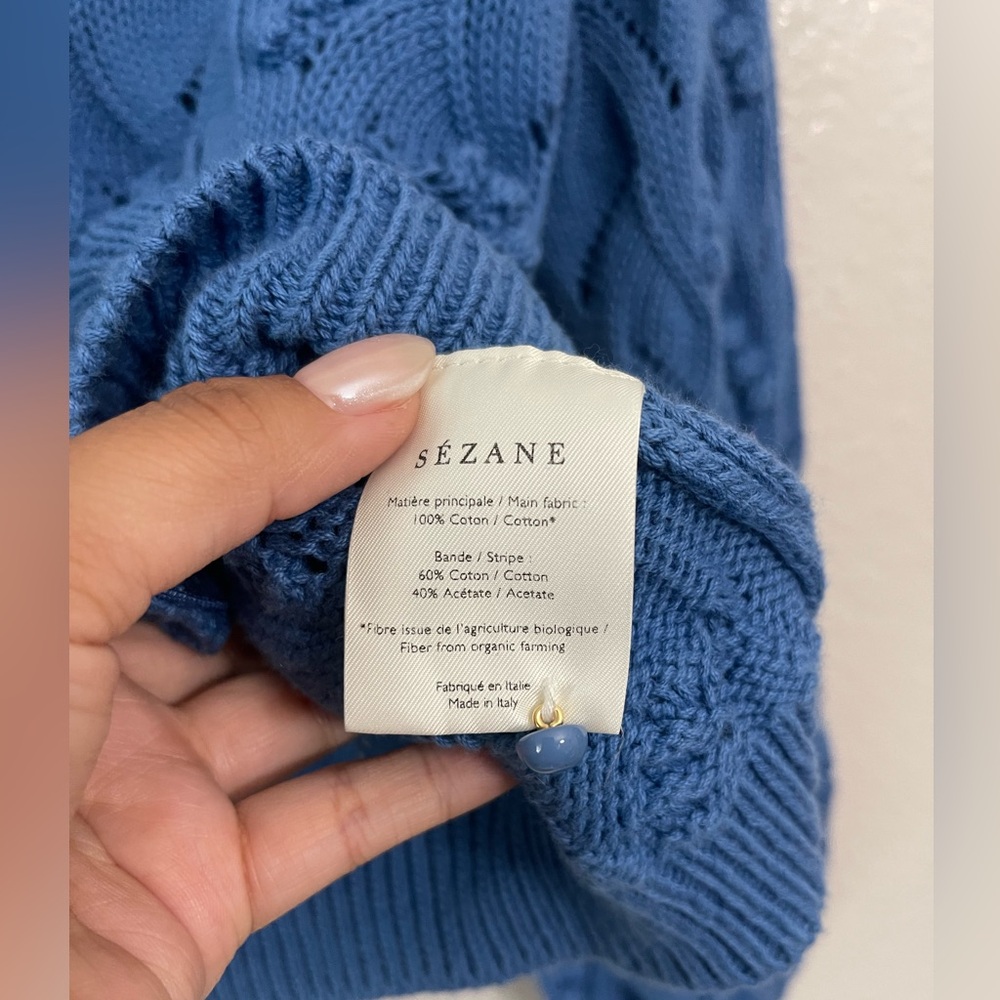 Sezane Blue Textured Knit Cardigan - Picture 6 of 10